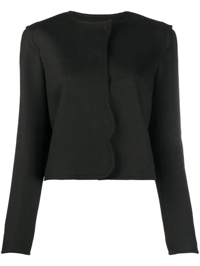 Giambattista Valli Crepe Scalloped Trim Jacket In Black