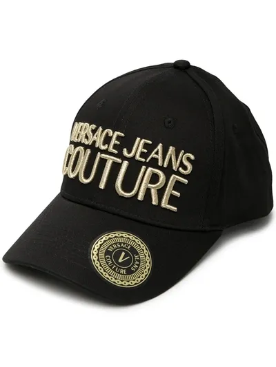 Versace Jeans Couture Embroidered Logo Baseball Cap In Black