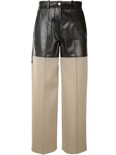 Peter Do Lambskin Layer Wide-leg Trousers In Black