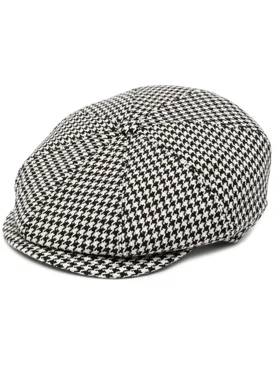 Tagliatore Houndstooth Pattern Beret In Black