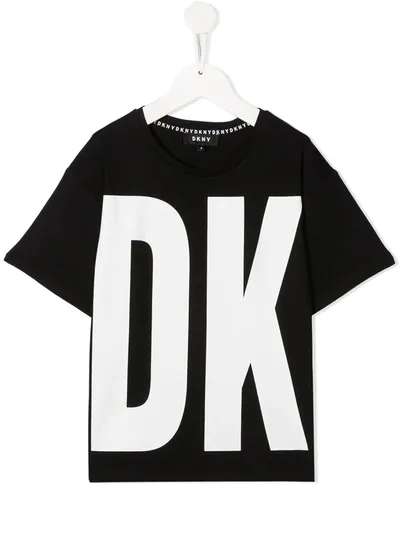 Dkny Teen Graphic Logo-print T-shirt In Black