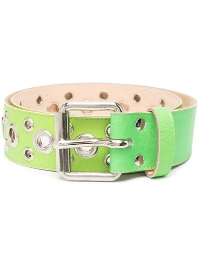 Erl Colour-block Leather Belt In Green