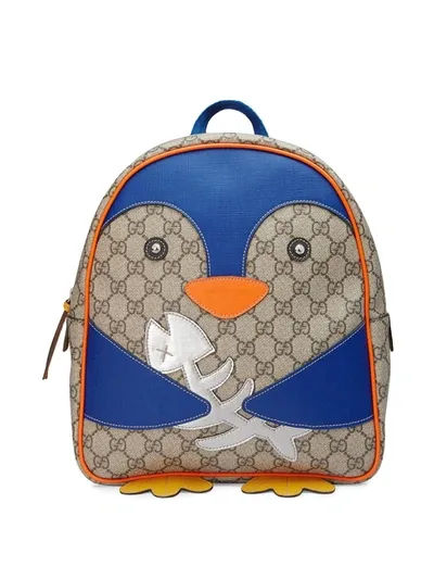 Gucci Kids' Gg Supreme Penguin Backpack In Neutrals