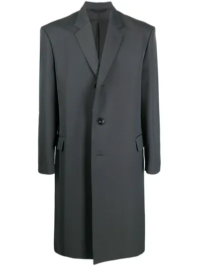 Lemaire Long Single-breasted Coat In Grey