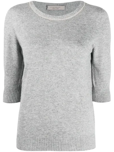 D-exterior Knitted Three-quarter Sleeve Jumper In Grey