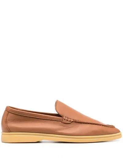 Loro Piana Slip-on Leather Loafers In Neutrals