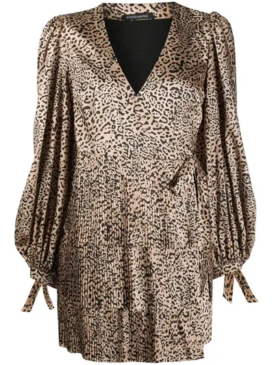 Wandering Layered Leopard Print Dress In Brown