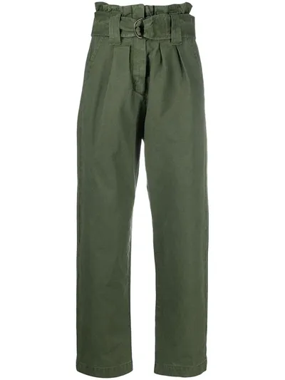 Masscob Paperbag-waist Cropped Trousers In Green