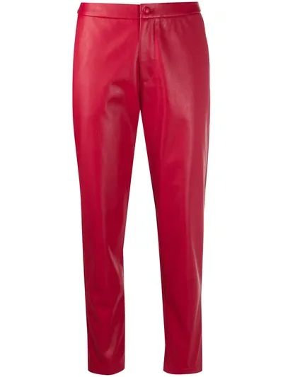 Liu •jo Faux Leather Cropped Trousers In Red