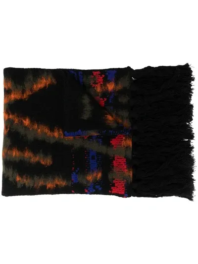 Les Hommes Oversized Wool Scarf In Black