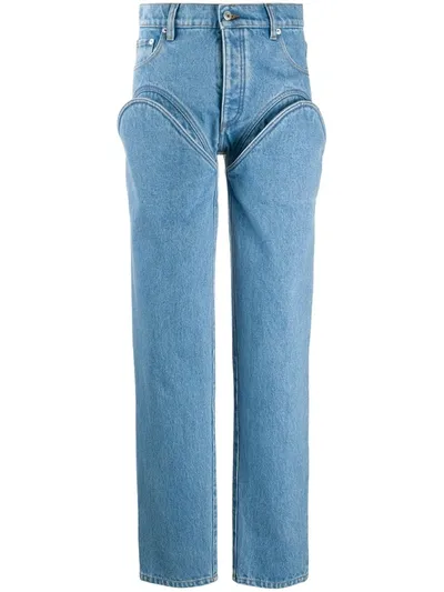 Y/project Layered Straight Leg Jeans In Blue