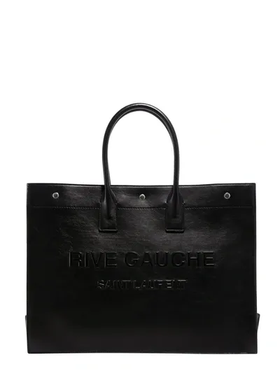 Saint Laurent Rive Gauche Large Tote Bag In Black