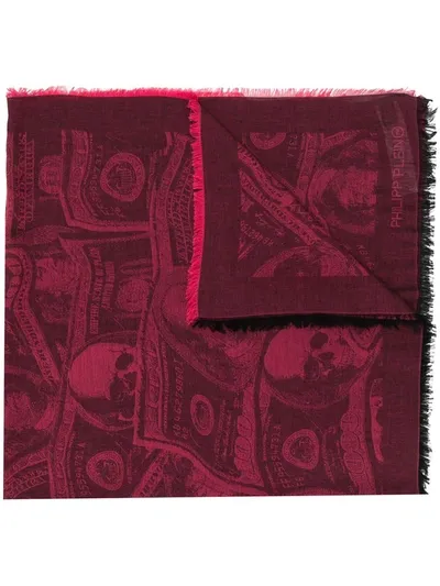 Philipp Plein Dollar Print Scarf In Pink