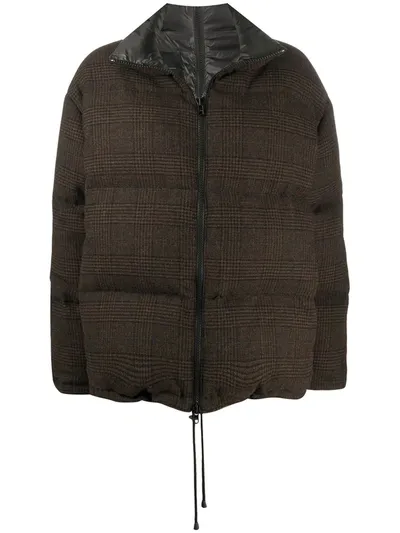 Simonetta Ravizza Check Padded Jacket In Brown