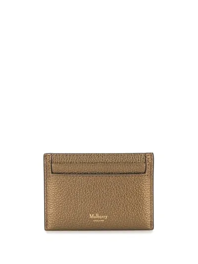 Mulberry Logo Cardholder Wallet In Gold