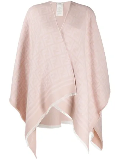 Fendi Zucca-monogram Knitted Cape In Pink