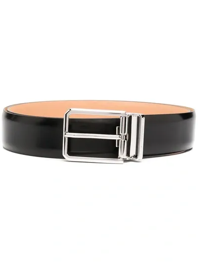 Santoni Buckled Leather Belt In Black