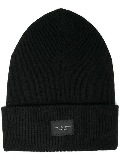 Rag & Bone Addison Ribbed-knit Beanie In Black