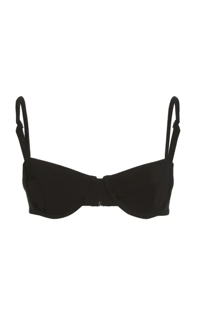 Haight Vintage Stretch-crepe Bikini Top In Black