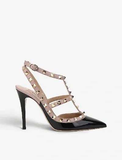 Valentino Garavani So Noir Rockstud 100 Leather Courts In Black