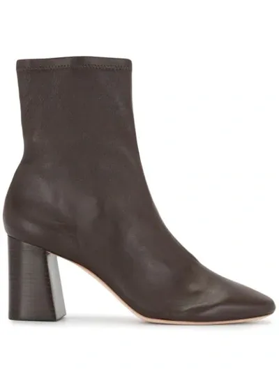 Loeffler Randall Round-toe Leather Ankle Boots In Chocolate