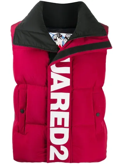 Dsquared2 Logo-print Padded Gilet In Red