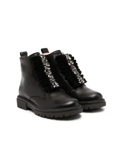 Florens Kids' Embellished Lace-up Boots In Black