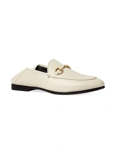 Gucci Brixton Leather Horsebit Loafers In White