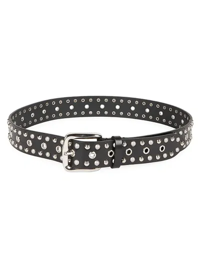 Isabel Marant Rica Embellished Leather Belt In Black