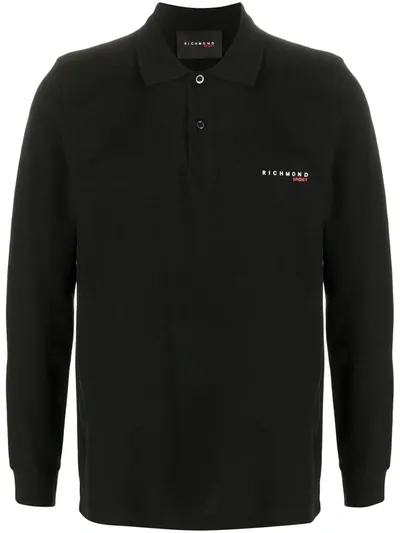 John Richmond Mazzo Long-sleeved Polo Shirt In Black