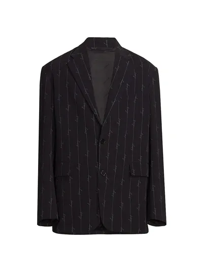 Balenciaga Stripe Signature Logo Blazer In Black