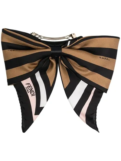 Fendi Striped Bow Clip In Black