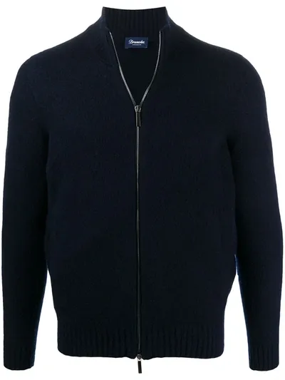 Drumohr Wool Cardigan Sweater In Blue