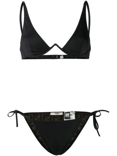 Fendi Reversible Ff Motif Bikini In Black