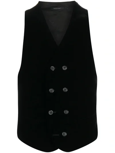 Giorgio Armani Button-up Double-breasted Waistcoat In Black