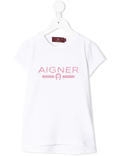 Aigner Kids' Logo-print T-shirt In White