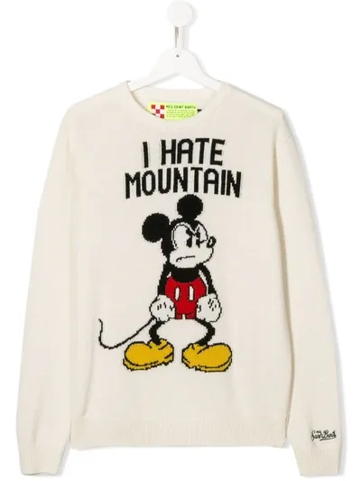 Mc2 Saint Barth Teen Angry Mickey Intarsia Jumper In White