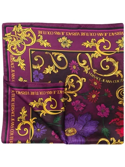 Versace Jeans Couture Baroque-pattern Print Scarf In Purple