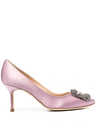 Manolo Blahnik Hangisi 70mm Satin Pumps In Pink