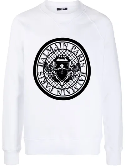 Balmain Logo Print Sweatshirt In White