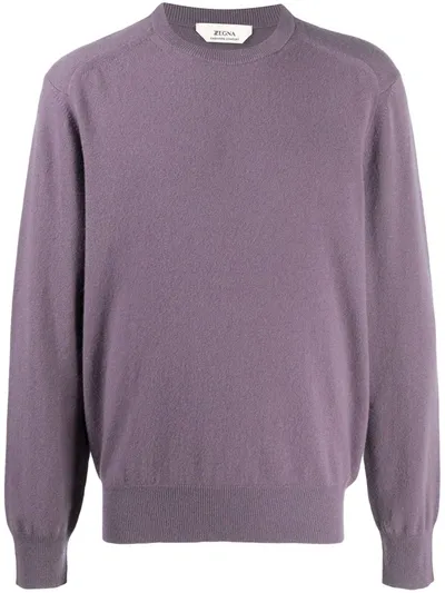 Z Zegna Crew Neck Sweater In Purple