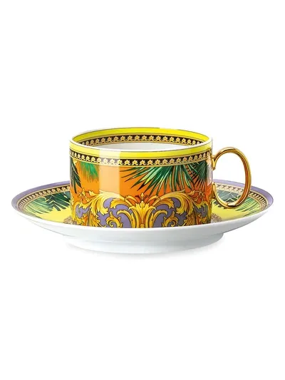 Versace Animalier 2-piece Porcelain Tea Cup & Saucer Set In Multi