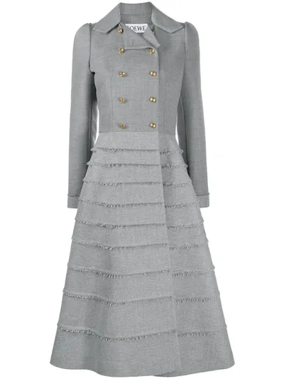 Loewe Double-breasted Coat In Grey