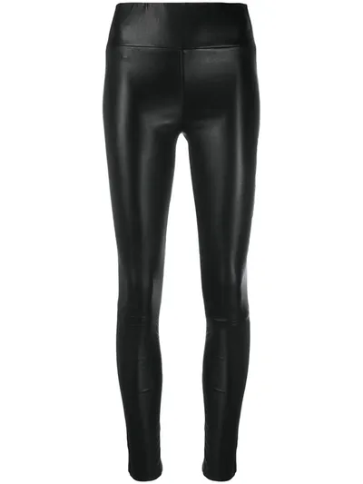 Sprwmn High Rise Leather Leggings In Black