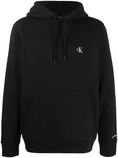 Calvin Klein Jeans Est.1978 Logo-embroidered Hoodie In Black