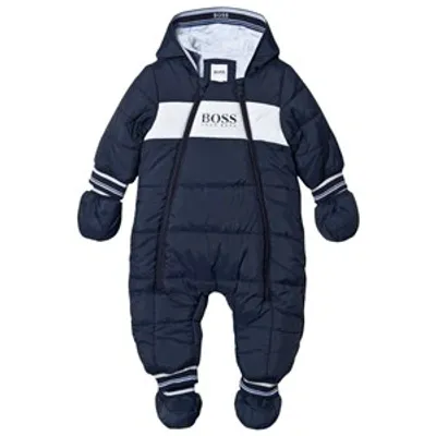 Hugo Boss Babies' Hooded Padded Snowsuit In Blue