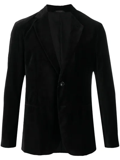 Giorgio Armani Fitted Velvet Blazer In Black