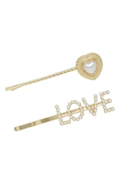 Ettika Love Set Of 2 Hair Pins In Gold