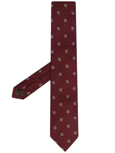 Church's Clover-print Silk Tie In Red