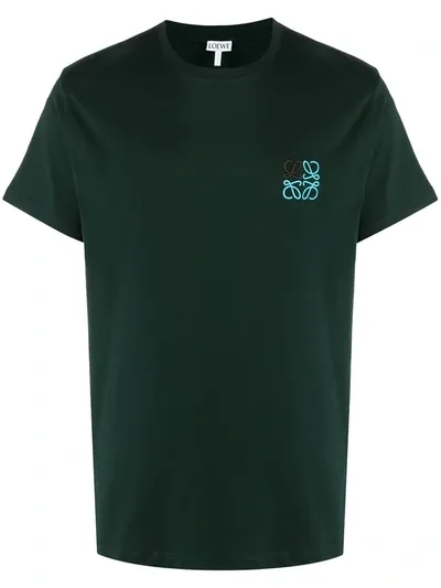 Loewe Logo-embroidered T-shirt In Green